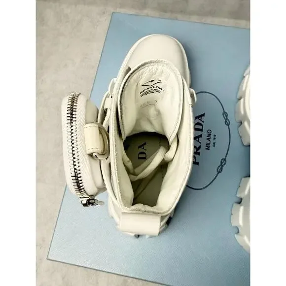 Prada Monolith Leather Pouch Boots SZ EU 36 / US 6 White Brand New - Picture 5 of 6